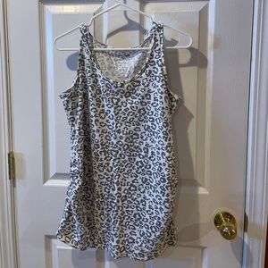 Leopard Print Motherhood Maternity Side Ruched Scoop Neck Maternity Tank Top